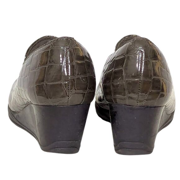 Clarks Bendables Size 7.5 (UK 5 / EU 38) Women’s Gray Slip-On Wedge Shoes Croc - Picture 4 of 14